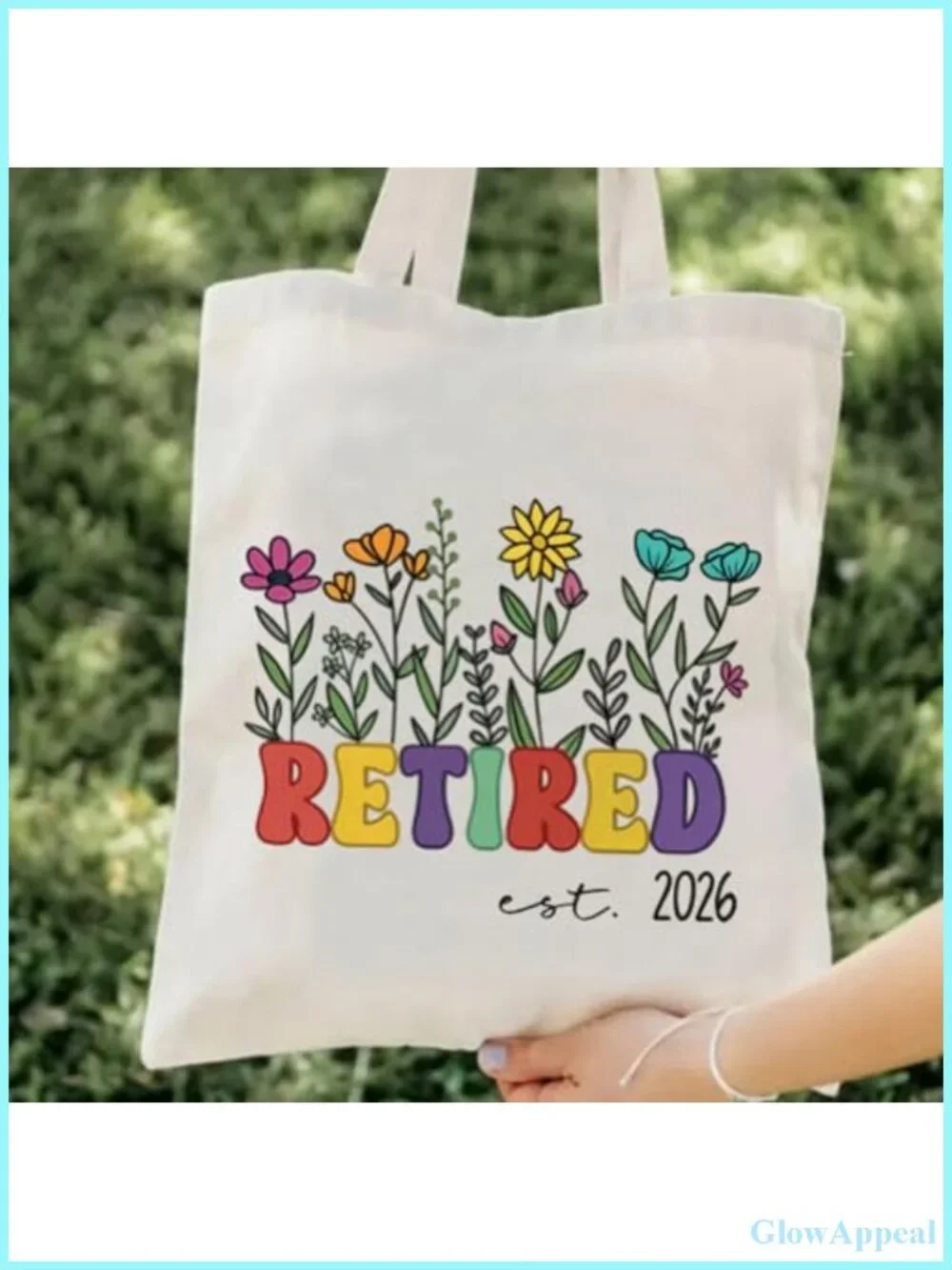 Retirement Gift Floral Canvas Tote Bag for Women, 2026 Large Shoulder Bag